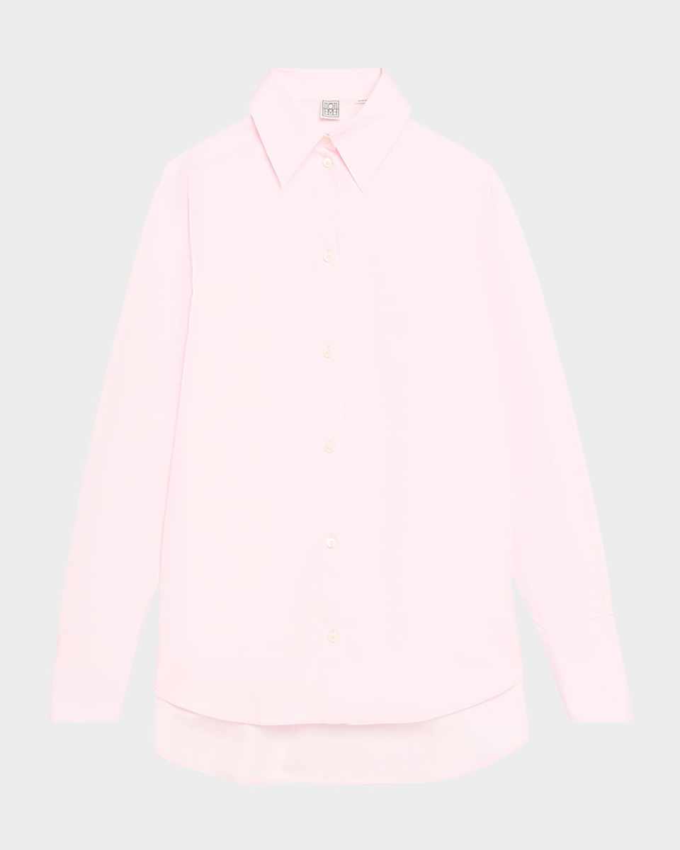 Kimono-Sleeve Poplin Button-Down Shirt